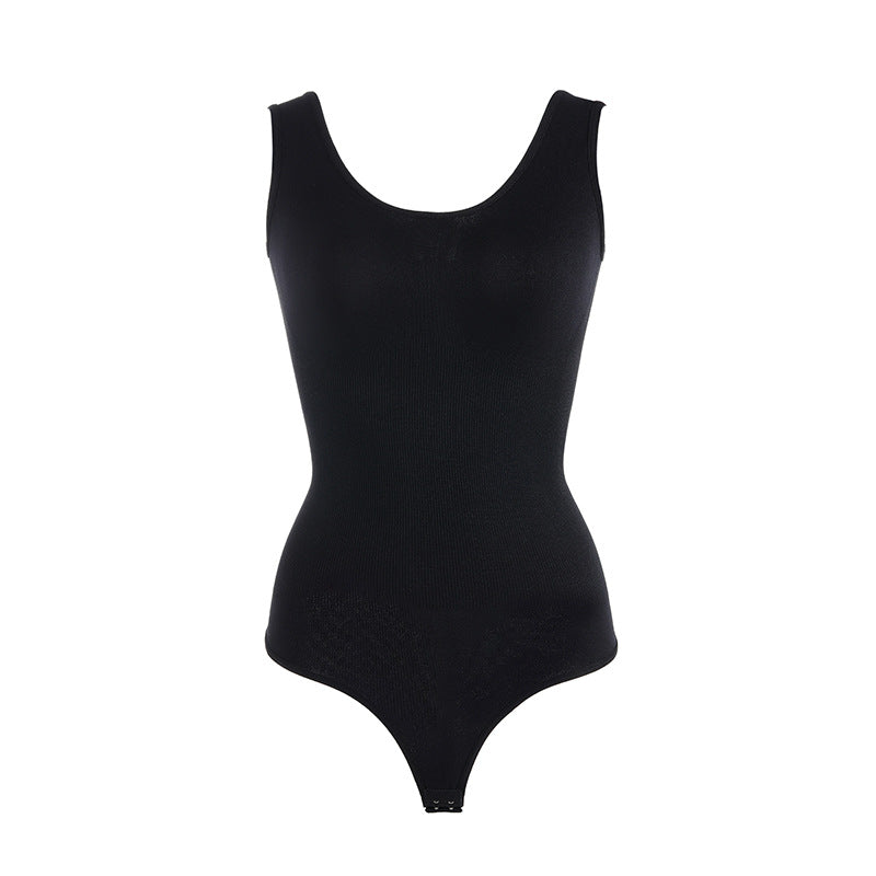 Black – Seamless Scoop Neck Tank Thong Bodysuit
