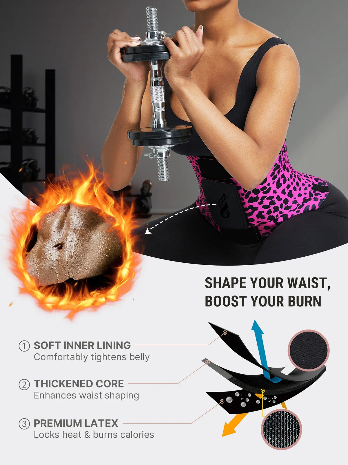 Pink Leopard – Adjustable Tummy Control Waist Trainer