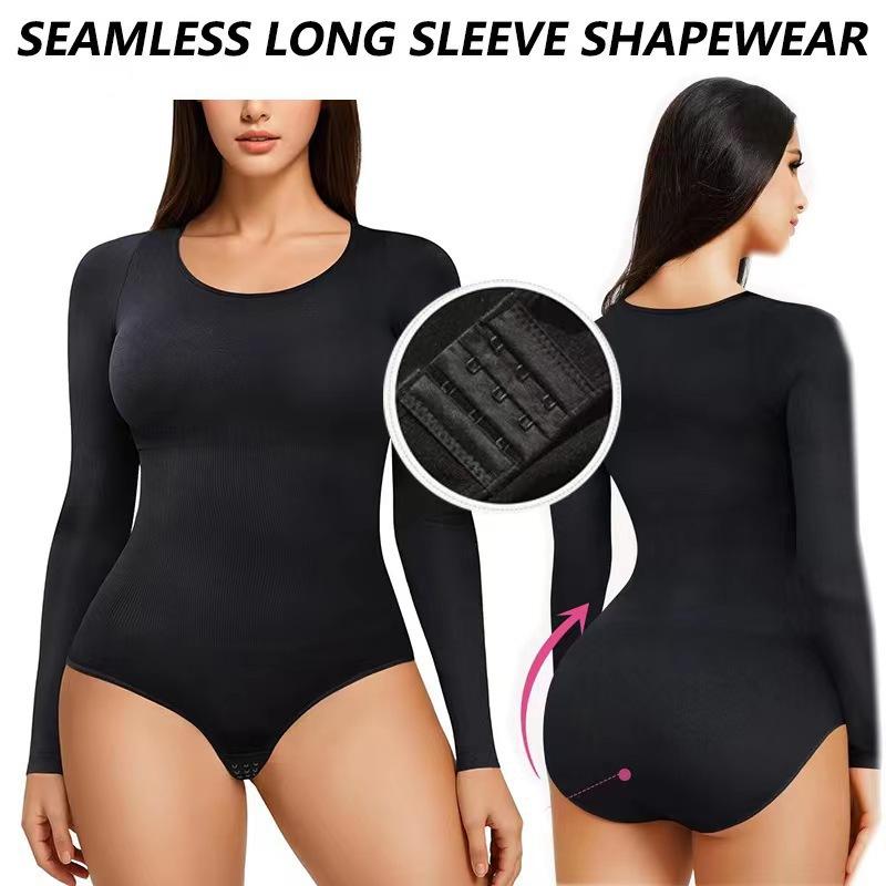 Black – Seamless Long Sleeve Tummy Control Bodysuit