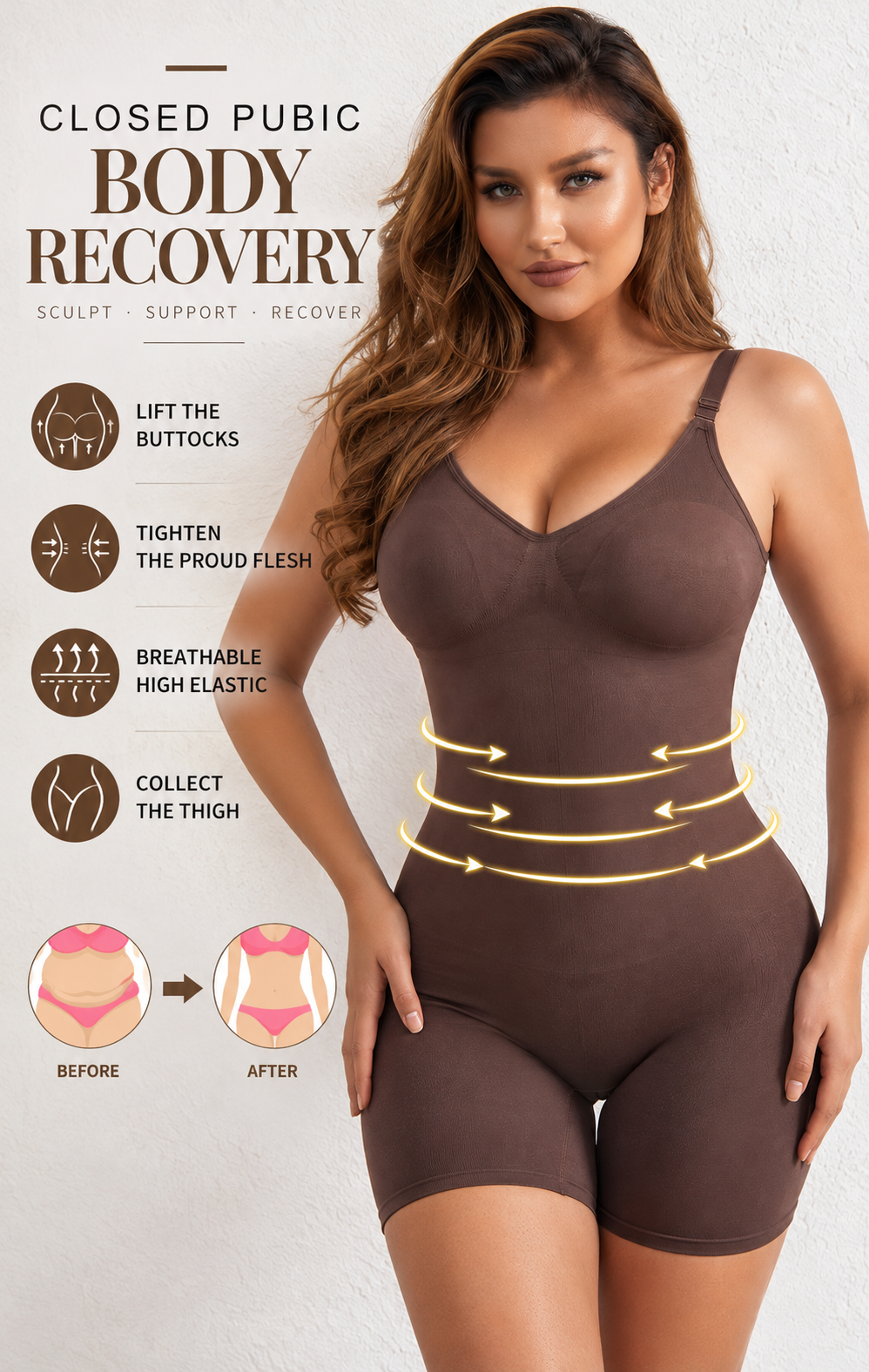 Brown – Seamless Tummy Control Shortie Bodysuit