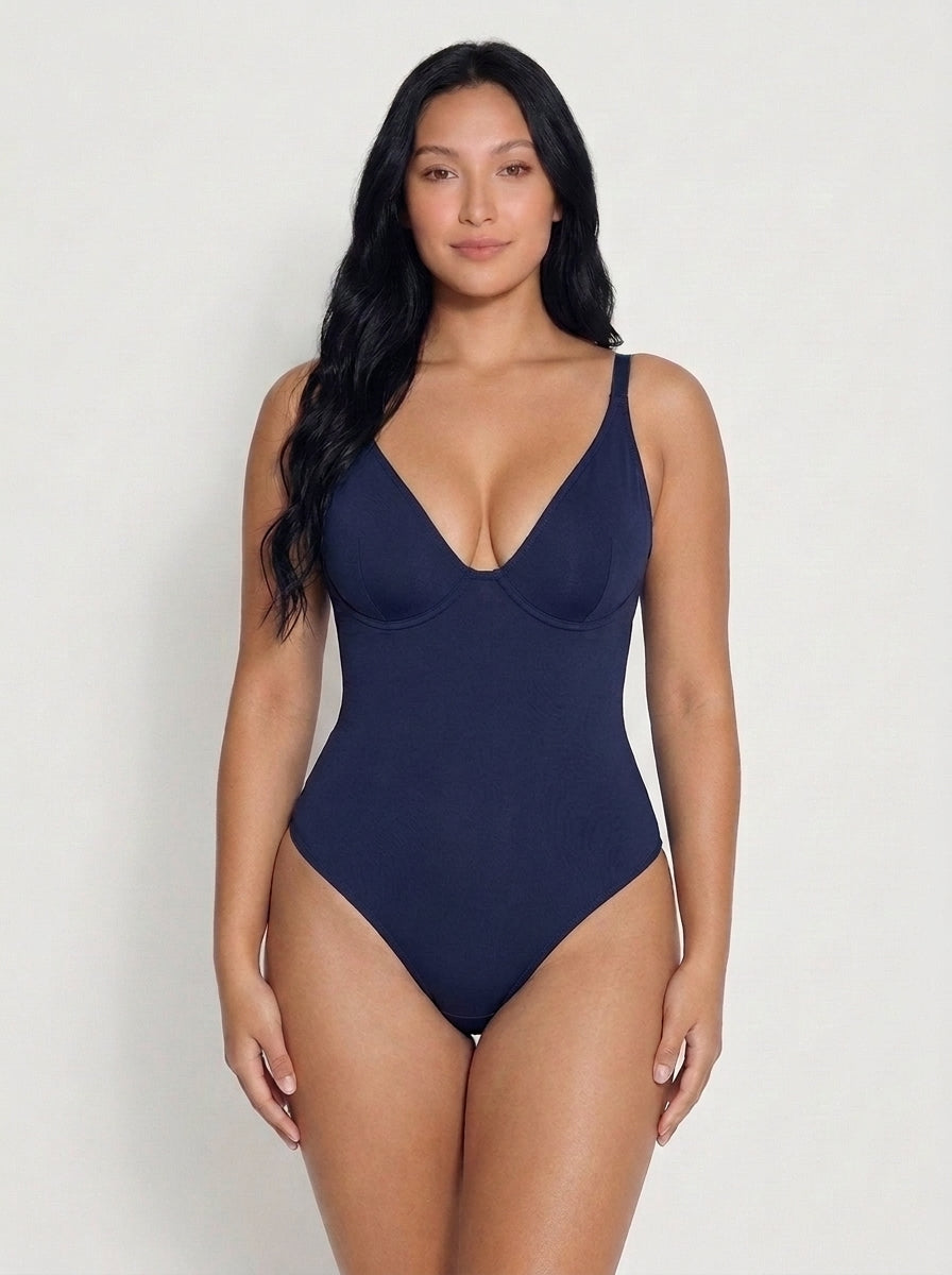 Dark Blue – V-Neck Shaping Bodysuit
