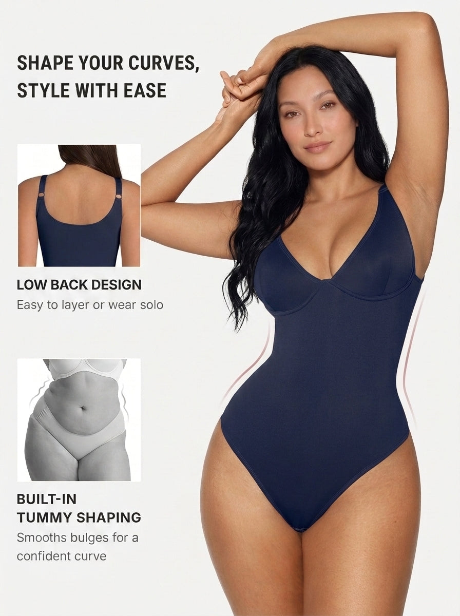 Dark Blue – V-Neck Shaping Bodysuit