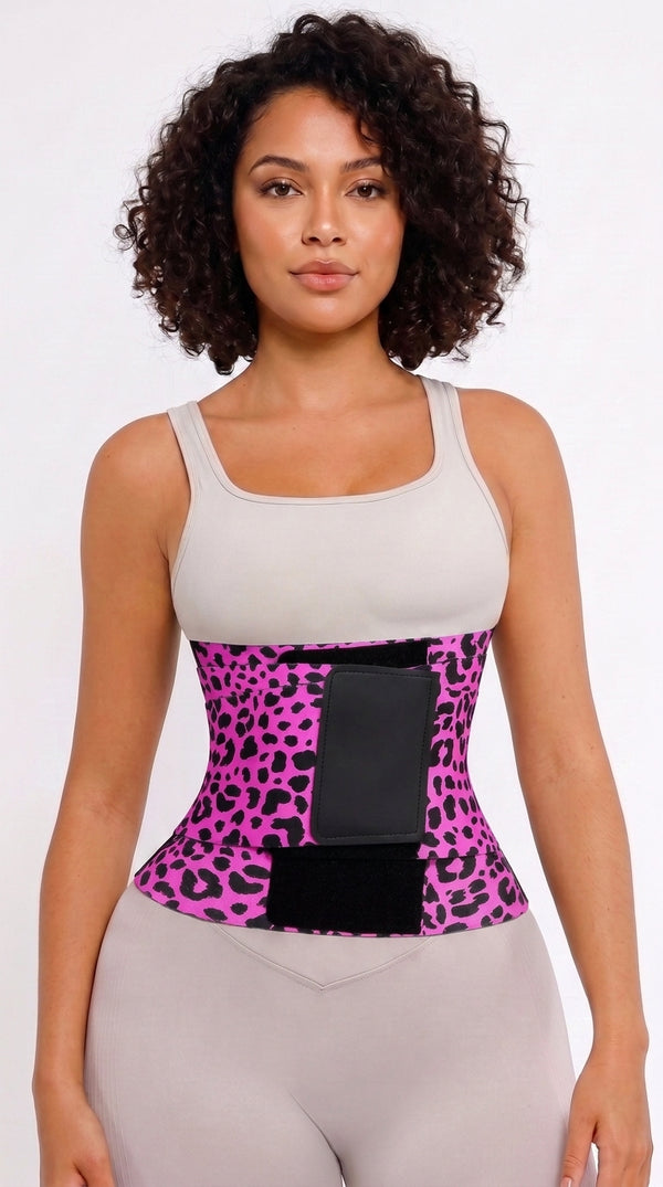 Pink Leopard – Adjustable Tummy Control Waist Trainer