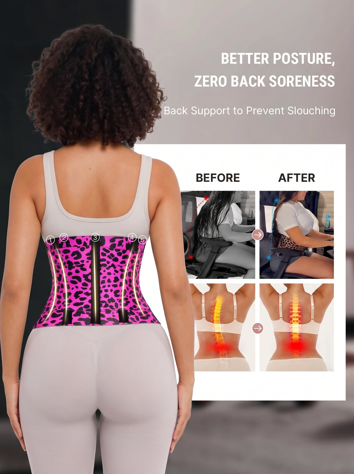 Pink Leopard – Adjustable Tummy Control Waist Trainer