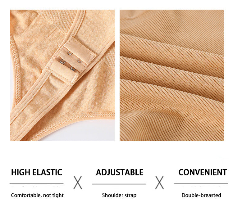 Seamless Scoop Neck Tank Thong Bodysuit hook gusset and ribbed fabric